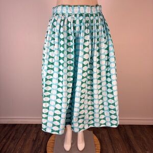 Dapper Day for Tatyana A-Line Skirt in Teal and White M NWT